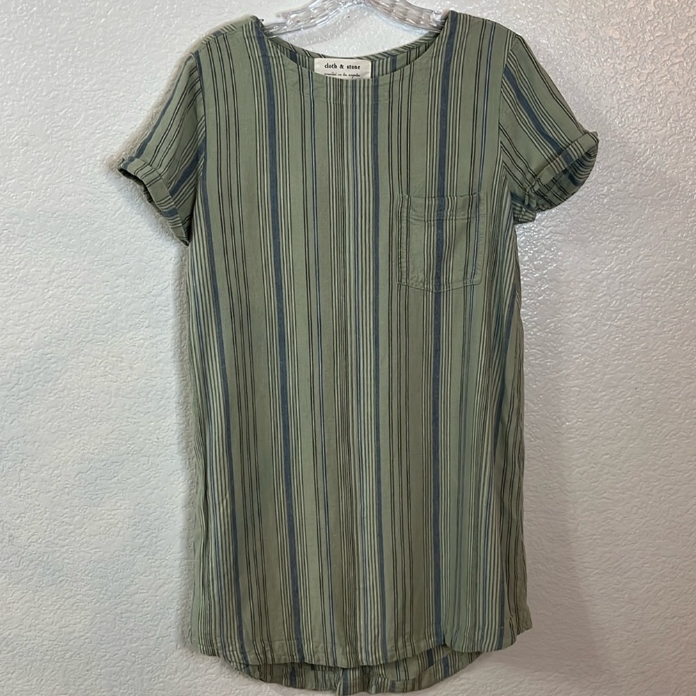 Casual Striped Mini Dress - Green